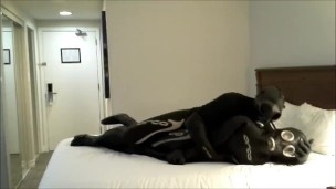 wearing full body orca suit play with dummy orca and jerk off