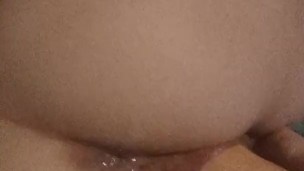 Big dildo in tight pussy
