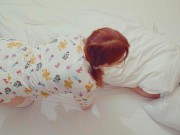 Wake-Up FootJob Cum on White Stockings | Amateur Redhead Ginger PAWG Teen 1/16