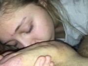 Licking his hard cock before I’m allowed to take it 7/16