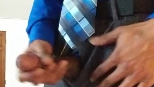 Hot Guy In Suit Jerks Off And Cums