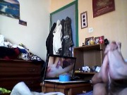 self footjob cum