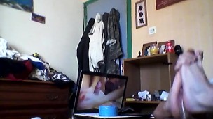 self footjob cum