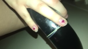 18 year old teen mom tried to fit 16in Dildo first time