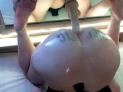 Fuckpig fucking my dildo on the mirror 14/16