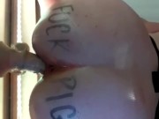 Fuckpig fucking my dildo on the mirror 7/16