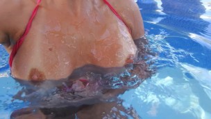 Little blonde bares her chest