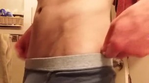 Skinny Guy Flashes Huge Cock