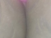 PAWG with pussy clamps cumming on her toy