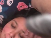 Husband Blowing a Thick Fat Facial On Cute Wife