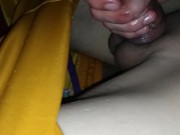 Jacking off my big cock for gf with tight dick ring on