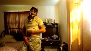 Army Guy Stripping And Masturbating (Part 1)