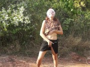 New Year's masturbation and blowjob with tricksy girl. Cum on the face. 5/16