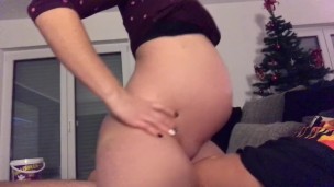 Pregnant girl riding