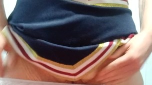 Cheerleader pissing diaper and masturbating