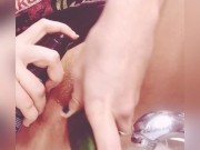 Fast paced cucumber pussy fuck