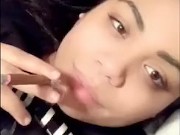 Smoking and playing with my wet pussy, hear how wet it is