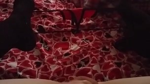I love having my panties around my feet when i cum.