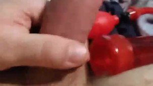 Pumping my cock and balls on