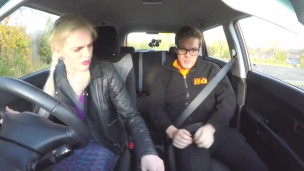 Fake Driving School Exam failure leads to hot sexy blonde car fuck