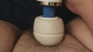 FTM masturbating with magic wand