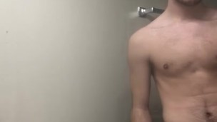 SEXY WHITE TWINK STRIPS AND SHOWS OFF HOLE AND DICK BEFORE SHOWER