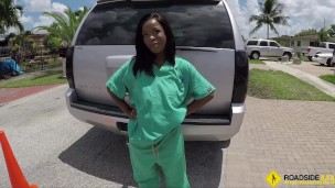 Roadside - Stacy fucks her mechanic in the backseat