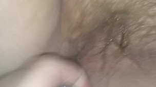 Me using glass dildo with cooling gel on my BBW wife