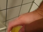 Peeing in a glass and then showering my dick in pee