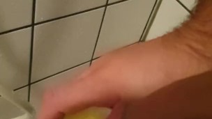 Peeing in a glass and then showering my dick in pee