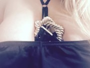 Carlycurvy teases and plays with pussy in a gold and black bra 1/16