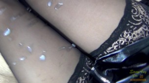 (60fps) Dirty 18 year old step sister teases my dick. Cum legs-SanyAny
