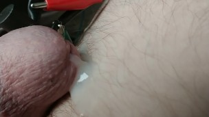 Nice cumshot after estimming, hands free orgasm.