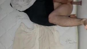 TEEN 18 YEAR OLD FUCKING HARD AND FAST HIS BIG ASS WITH HUGE DILDO ON WALL