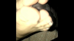 Latina footjob while using toy