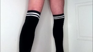 Intense clit orgasm with a toy. Standing, leg shaking, screaming out loud!