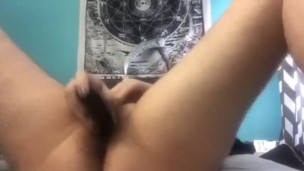 hairy goth FTM fucks pussy raw with hairbrush