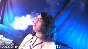smoking with holder and lace gloves