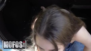 MOFOS - Stranded Teen Elle Rose gives road head for free ride