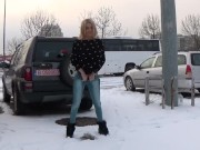 I stopped my car in public parking and i PEE in the SNOW 10/16