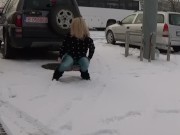 I stopped my car in public parking and i PEE in the SNOW 4/16