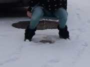 I stopped my car in public parking and i PEE in the SNOW 6/16