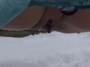 I stopped my car in public parking and i PEE in the SNOW 8/16