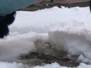 I stopped my car in public parking and i PEE in the SNOW 9/16