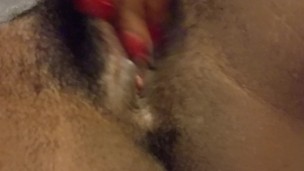 Ebony Sugarbaby masturbates