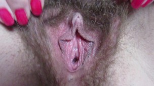 Extreme close up on my hairy pussy and big clit