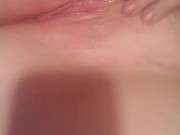 Oiling up my pussy before I get out the toys