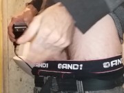 Shaving my big dick and playing with it before shower