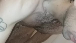 4k Mature solo male showering with big dick. (Bottom Camera)