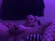 tiny blonde fucks herself on cam